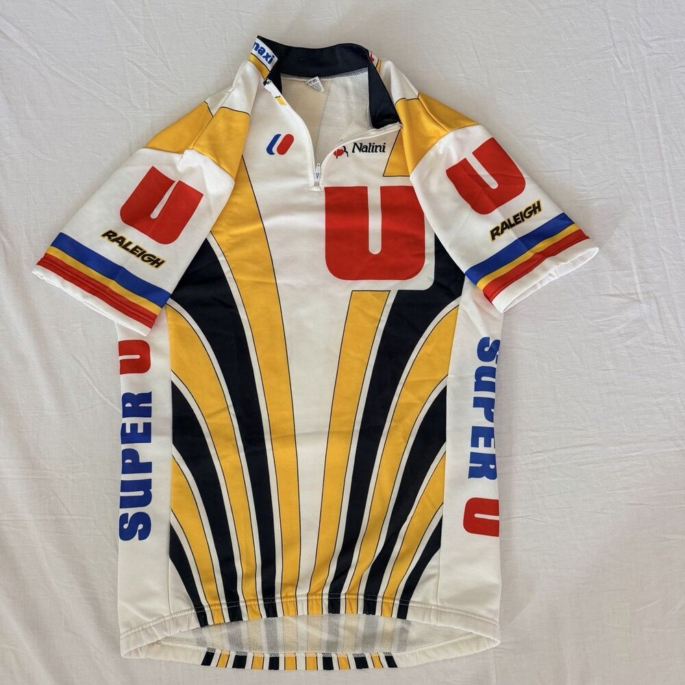 Vintage Nalini Super U Raleigh Cycling Jersey Made In Italy Retro XL Tour France - Picture 3 of 14